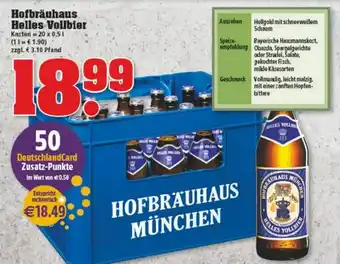 trinkgut Hofbräuhaus Helles Vollbier 20x0,5L Angebot