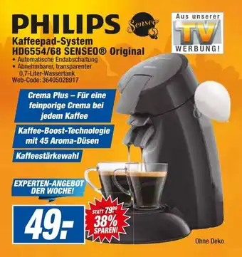 HEM Expert Philips Kaffeepad System HD6554/68 Senseo Original Angebot