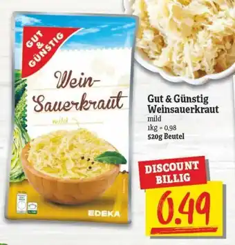 NP Discount Gut & Günstig Weinsauerkraut 520g Beutel Angebot