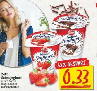 NP Discount Zott Sahnejoghurt 140/150g Becher Angebot