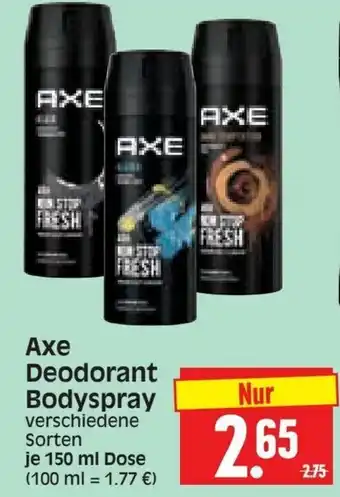 Edeka Herkules Axe doedorant bodyspray 150ml Angebot