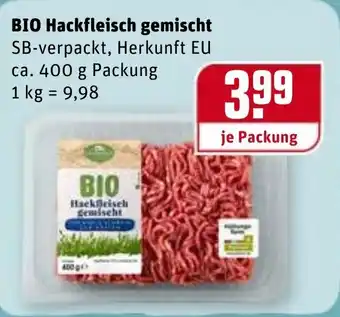 REWE Kaufpark Bio Hackfleisch, gemischt 400g Angebot