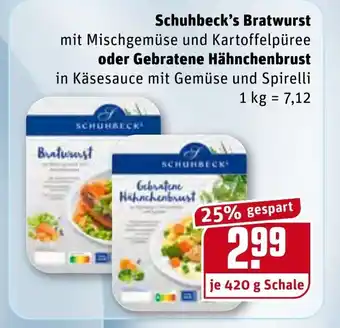 REWE Kaufpark Schuhbeck's Bratwurst oder Gebratene Hähnchenbrust 420g Angebot