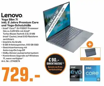 Saturn Lenovo Yoga Slim 7i inkl. 2 Jahre Premium Care und Yoga Schutzhülle Angebot