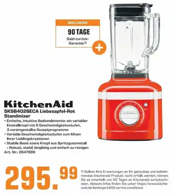 Saturn KitchenAid 5KSB4026ECA Liebesapfel Rot Standmixer Angebot