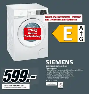 MediaMarkt Siemens WN 34 A 140 IQ 300 Waschtrockner Angebot