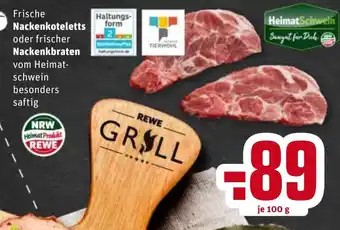 REWE Center Frische Nackenkoteletts oder Nackenbraten 100g Angebot