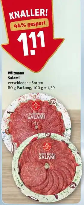 REWE Center Wiltmann Salami 80g Angebot