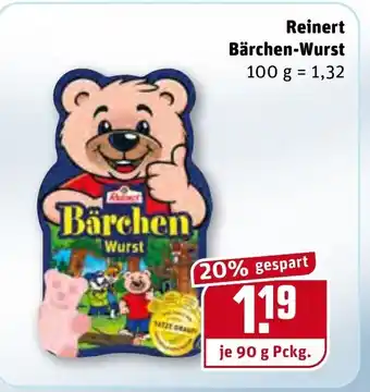 REWE Center Reinert Bärchen Wurst 90g Angebot