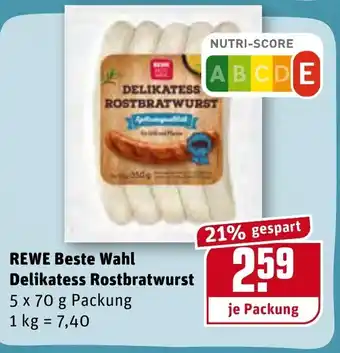 REWE Center Rewe Beste Wahl Delikatess Rostbratwurst 5x70g Angebot