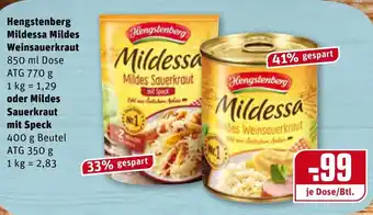 REWE Center Hengstenberg Mildessa Mildes Weinsauerkraut 850ml oder Mildes Sauerkraut mit Speck 400g Angebot