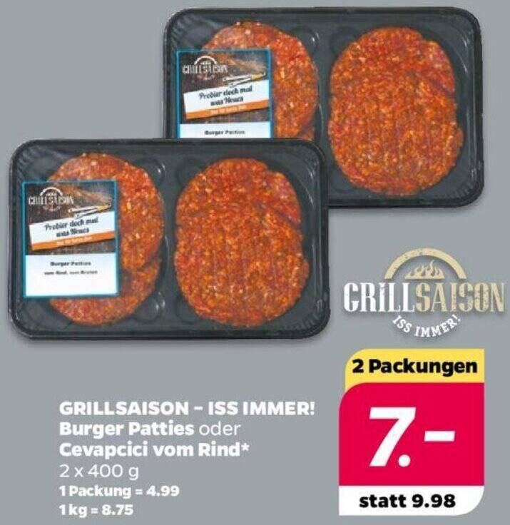 GRILLSAISON ISS IMMER! Burger Patties oder Cevapcici vom Rind 2x400 g