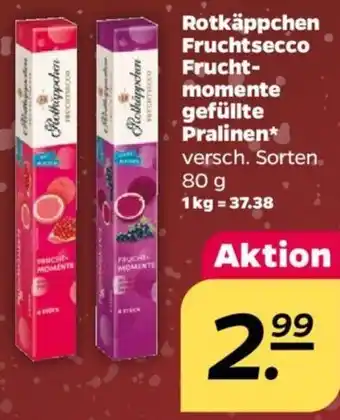 NETTO Rotkäppchen Fruchtsecco Fruchtmomente gefüllte Pralinen 80 g Angebot