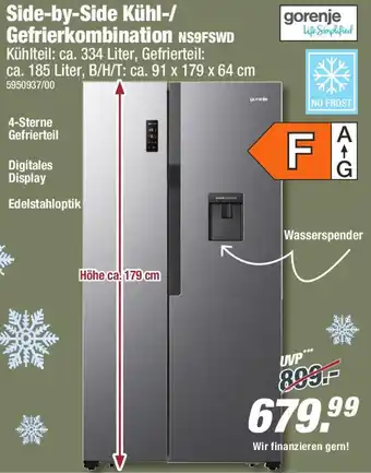 Poco gorenje Side-by-Side Kühl-/ Gefrierkombination NS9FSWD Angebot