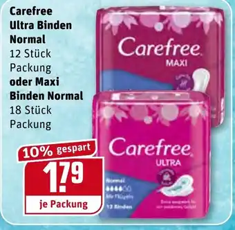 REWE Center Carefree Ultra Binden Normal oder Maxi Binden Normal Angebot