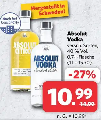 Combi Absolut Vodka 0,7 L Flasche Angebot