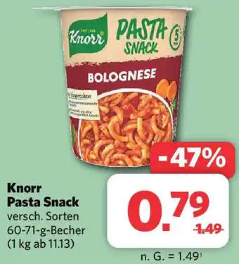 Combi Knorr Pasta Snack 60-71 g Becher Angebot
