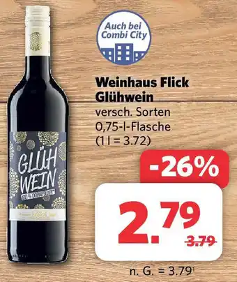 Combi Weinhaus Flick Glühwein 0,75 L Flasche Angebot