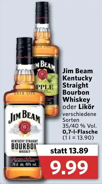 Combi Jim Beam Kentucky Straight Bourbon Whiskey oder Likör 0,7L Angebot