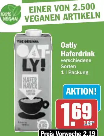 Hit Oatly Haferdrink 1 L Packung Angebot