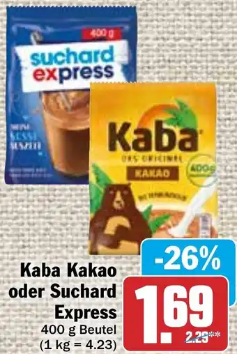 Hit Kaba Kakao oder Suchard Express 400 g Beutel Angebot