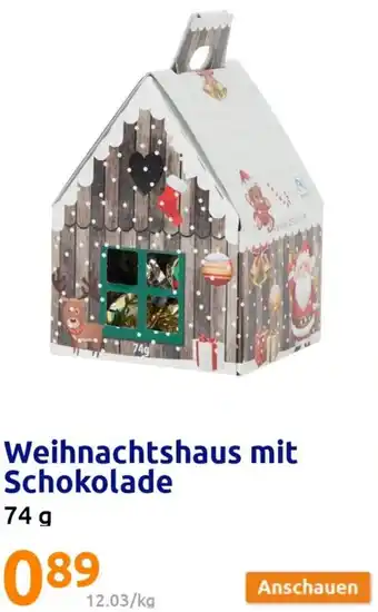 Action Weihnachtshaus mit Schokolade 74 g Angebot