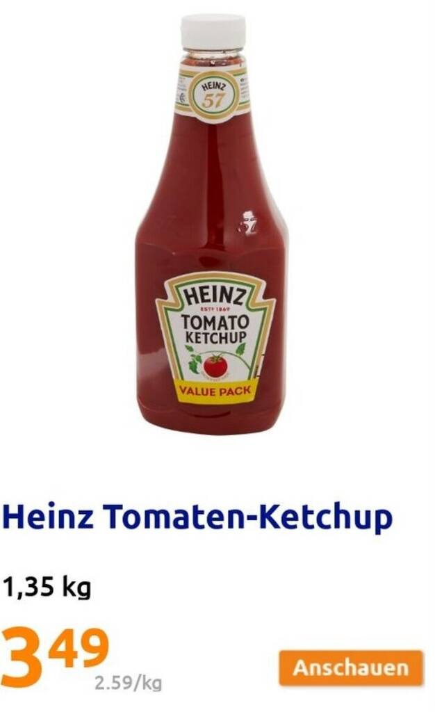 Heinz TomatenKetchup 1,35 kg Angebot bei Action