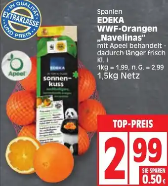 Edeka Spanien EDEKA WWF-Orangen ,,Navelinas" 1,5 kg Netz Angebot