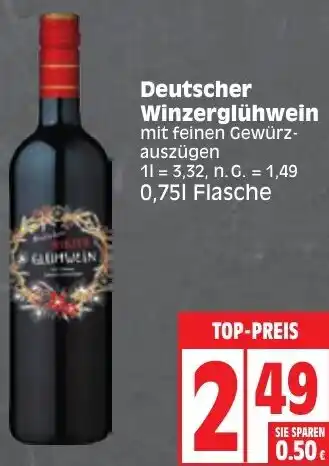 Edeka Deutscher Winzerglühwein 0,75 L Flasche Angebot