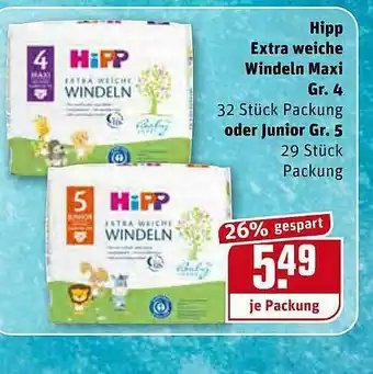 REWE Kaufpark Hipp Extra Weiche Windeln Maxi Gr. 4 Oder Junior Gr. 5 Angebot