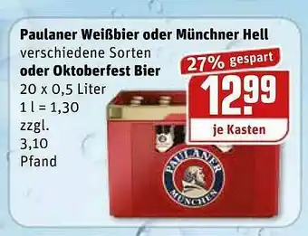 REWE Kaufpark Paulaner Weißbier Oder Münchner Hell Oder Oktoberfest Bier Angebot