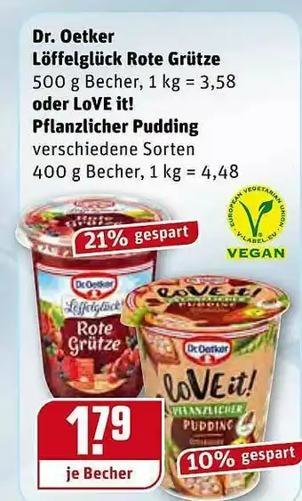 REWE Kaufpark Dr Oetker Löffelglück Rote Grütze Oder Love It! Pflanzlicher Pudding Angebot