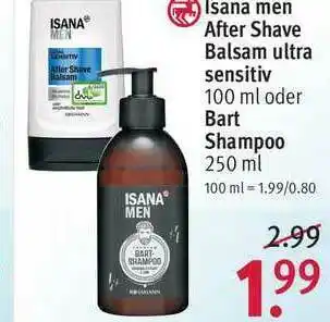 Rossmann Isana Men After Shave Balsam Ultra Sensitiv Oder Bart Shampoo Angebot