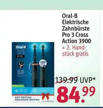 Rossmann Oral-b Elektrische Zahnbürste Pro 3 Cross Action 3900 Angebot