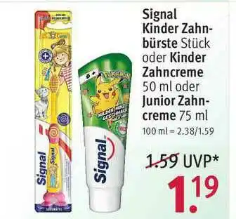 Rossmann Signal Kinder Zahn-bürste Oder Kinder Zahncreme Oder Junior Zahn-creme Angebot