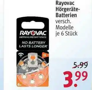 Rossmann Rayovac Hörgeräte-batterien Angebot