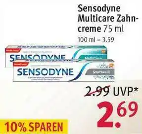 Rossmann Sensodyne Multicare Zahn-creme Angebot