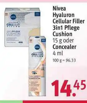 Rossmann Nivea Hyaluron Cellular Filler 3in1 Pflege Cushion Oder Concealer Angebot