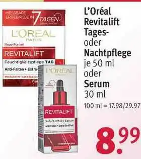 Rossmann L'oréal Revitalift Tages- Oder Nachtpflege Oder Serum Angebot