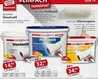 Sonderpreis Baumarkt Decopro Wandweiß, Profiweiß Oder Nikotinsperre Angebot