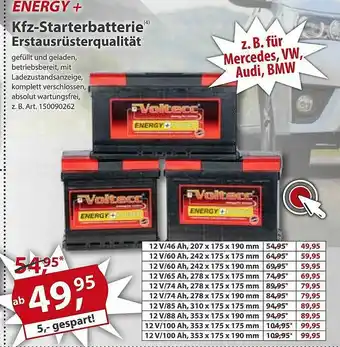 Sonderpreis Baumarkt Voltecc Energy+ Kfz-starterbatterie Erstausrüsterqualität Angebot