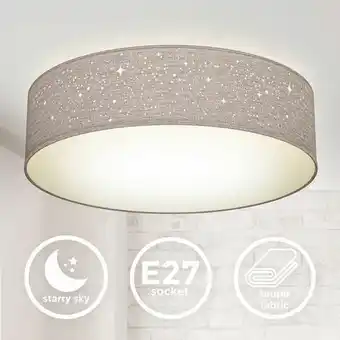 ManoMano Deckenleuchte sterndekor stoff-lampe textil kinderzimmer schlafzimmer taupe e27 Angebot