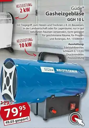 Sonderpreis Baumarkt Güde Gasheizgebläse Ggh 10 L Angebot