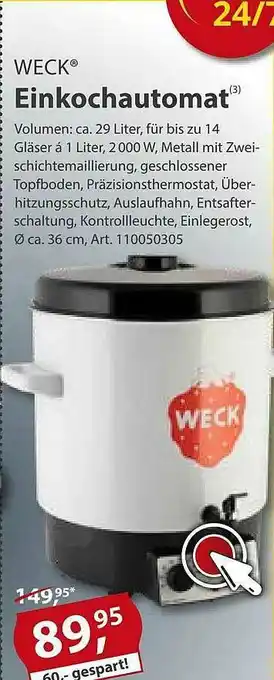 Sonderpreis Baumarkt Weck Einkochautomat Angebot