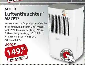 Sonderpreis Baumarkt Adler Luftentfeuchter Ad7917 Angebot