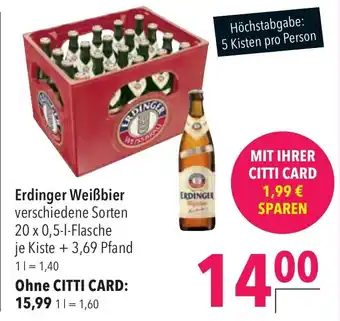 CITTI Markt Erdinger Weißbier 20*500ml Angebot