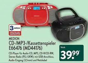 Aldi Nord Medion Cd-mp3--kassettenspieler Angebot