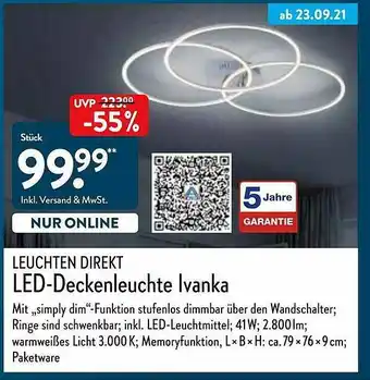 Aldi Nord Leuchten Direkt Led-deckenleuchte Ivanka Angebot