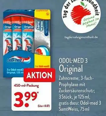 Aldi Nord Odol-med 3 Original Zahncreme Angebot