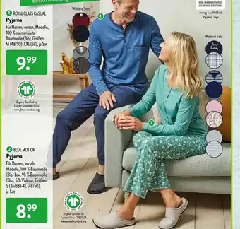 Aldi Süd Royal Class Casual Pyjama, Blue Motion Pyjama Angebot